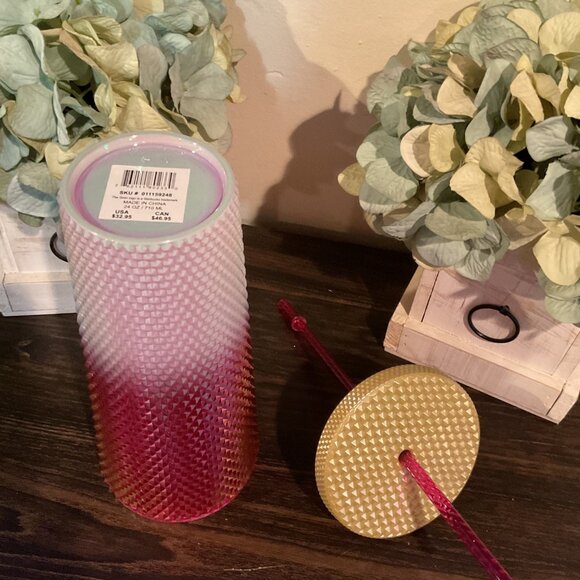 Starbucks Red & Gold Ombre Studded Tumbler With Straw 24 Oz - Picture 4 of 4